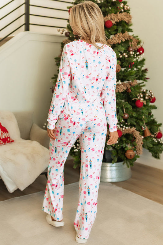 Alana Christmas Pattern Long Sleeve Top