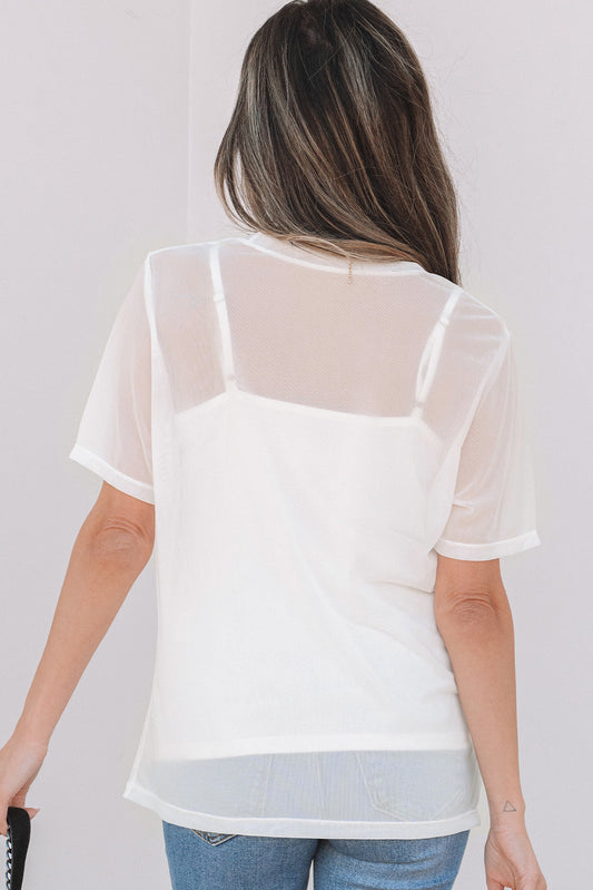 Miranda Sheer Mesh Short Sleeve Top