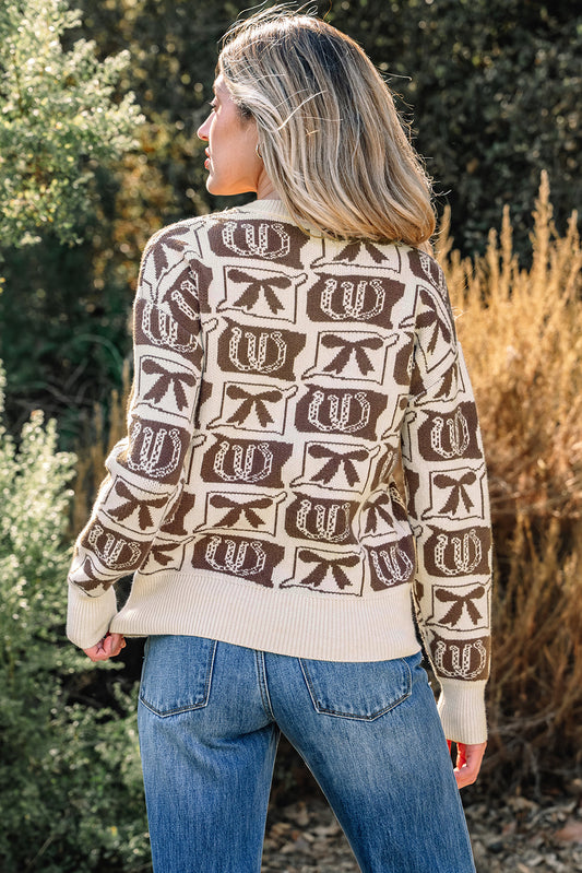 Sofia Western Fashion Print Sweater
