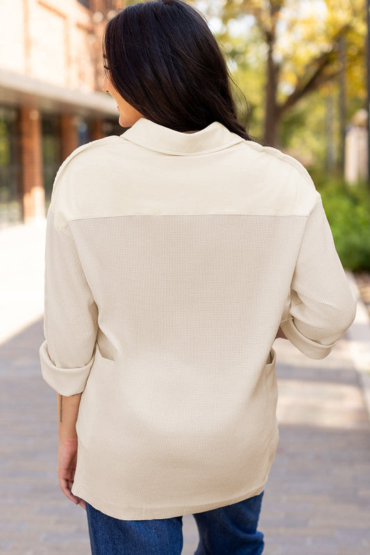 Arianna Waffle Half Button Top.