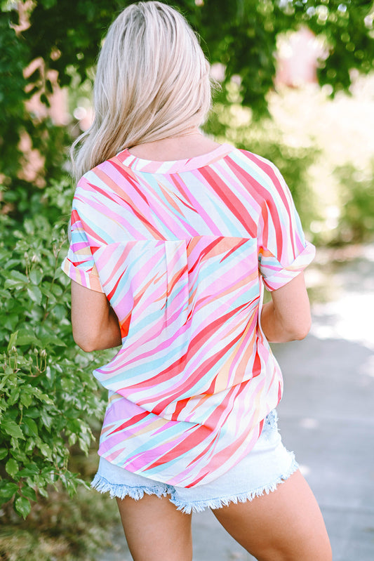 Cali Abstract Short Sleeve Blouse