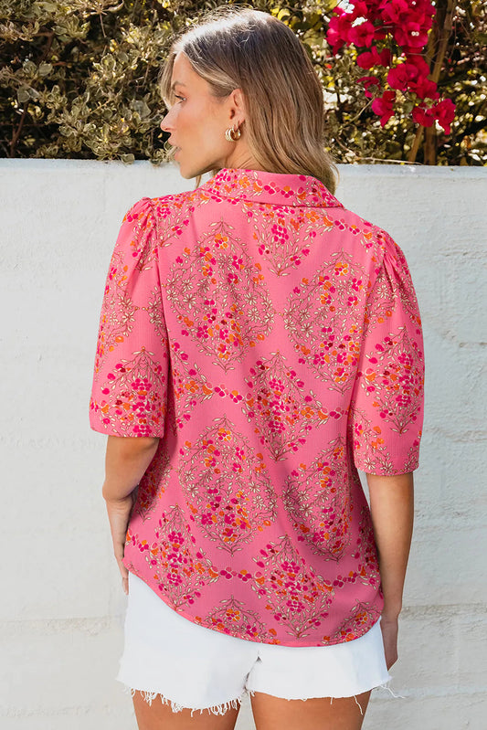 Josephine Floral Wide Short Sleeve Loose Top