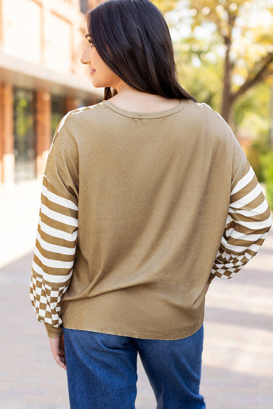 Fatima Patchwork Lantern Sleeve Blouse