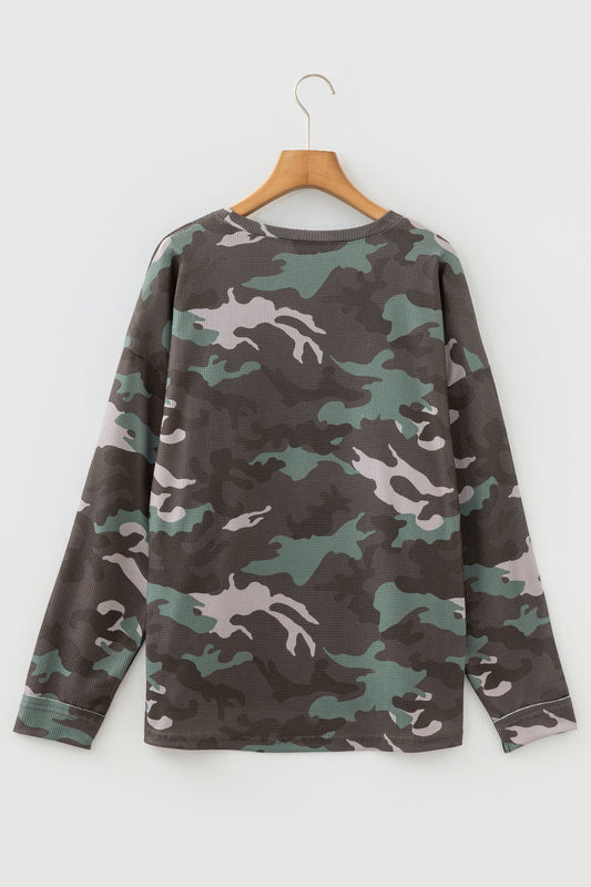 Anaya Textured Drop Shoulder Long Sleeve Top
