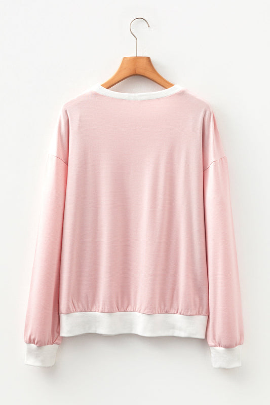 Skyler Contrast Edge Patchwork Long Sleeve Top