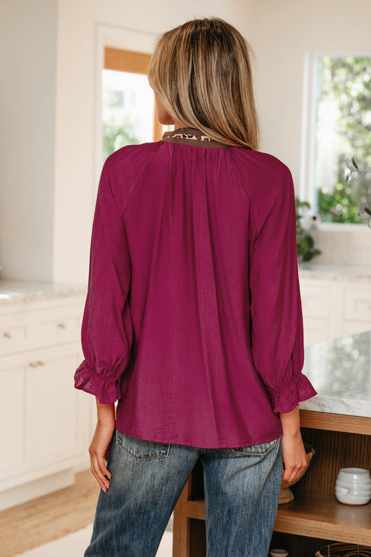 Deborah Flounced Bracelet Sleeve Blouse