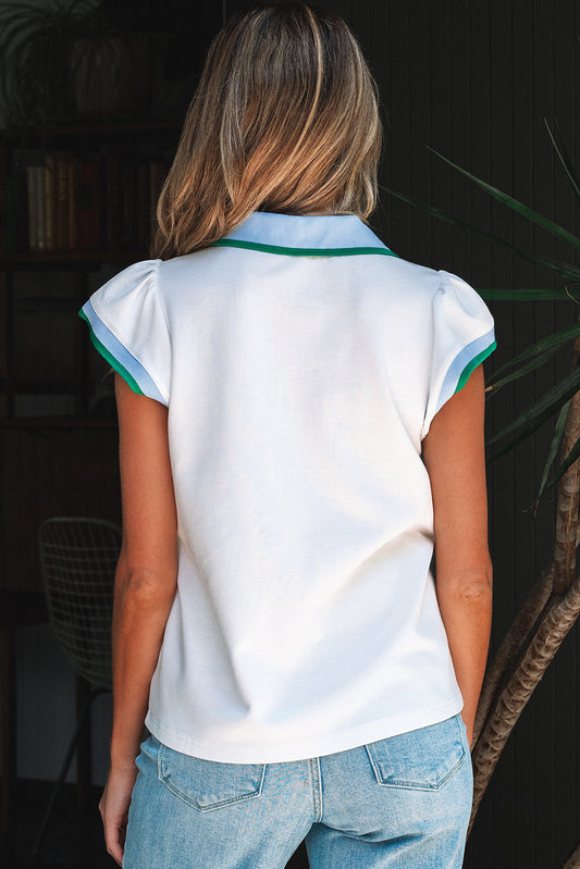 Candace Ruffled Sleeve Collared Blouse