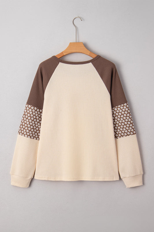 Emmeline Patchwork Color Block Long Sleeve Top