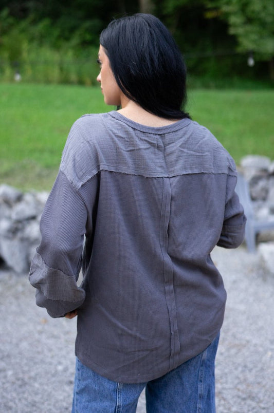 Kairi Exposed Seam Waffle Knit Top