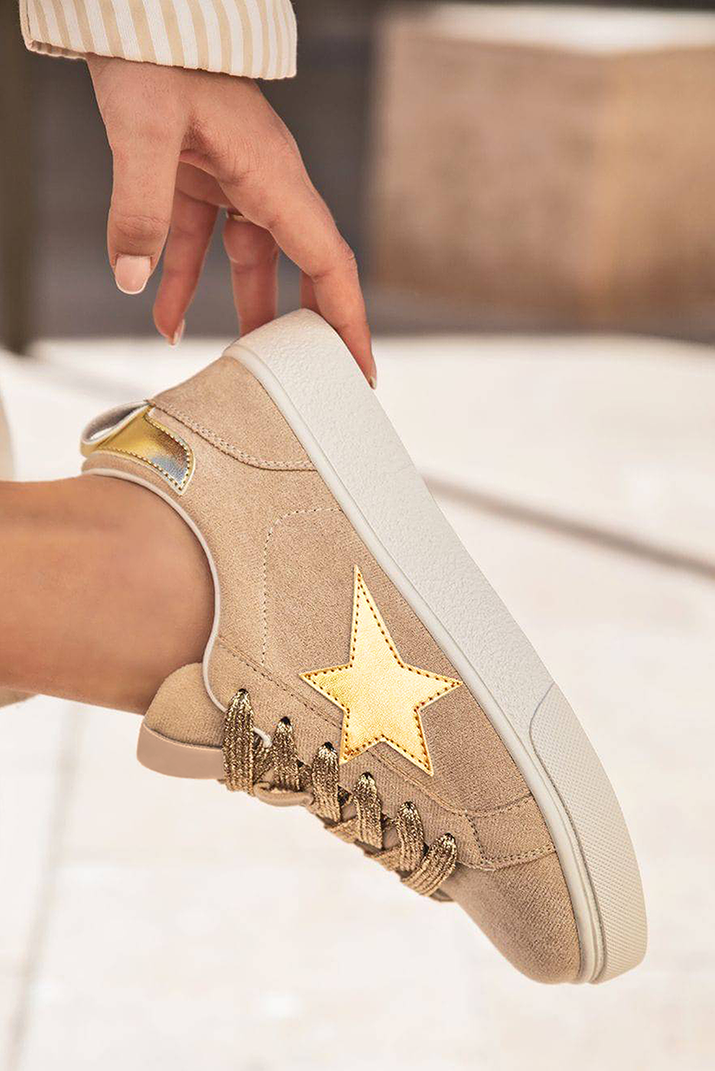 Emily Patchwork Lace Up Sneakers