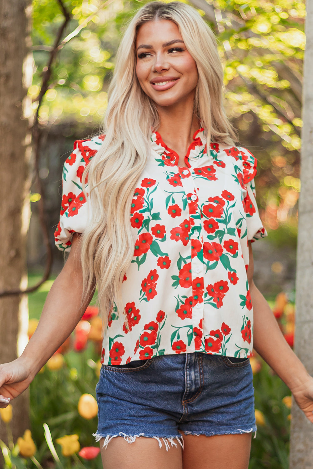Amyra Floral Puff Sleeve Blouse