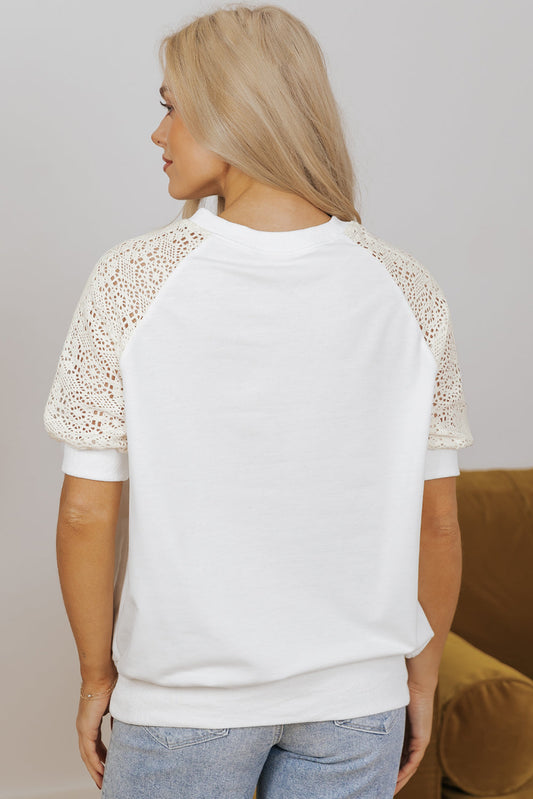 Paulina Lace Crochet Short Sleeve Top