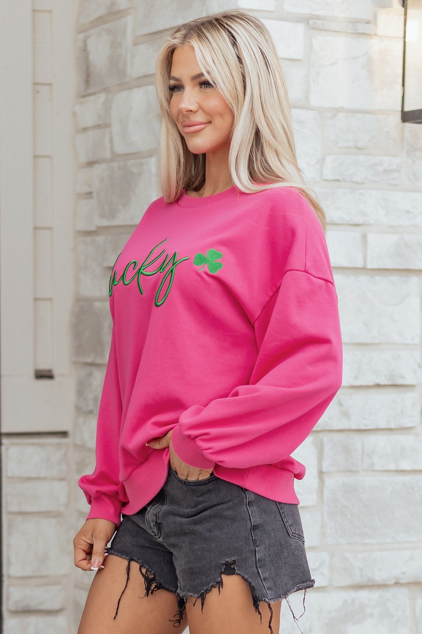 Armani Clover Embroidered Loose Pullover