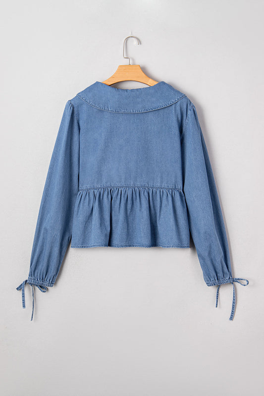 Emmy Sleeve Tied Peplum Top