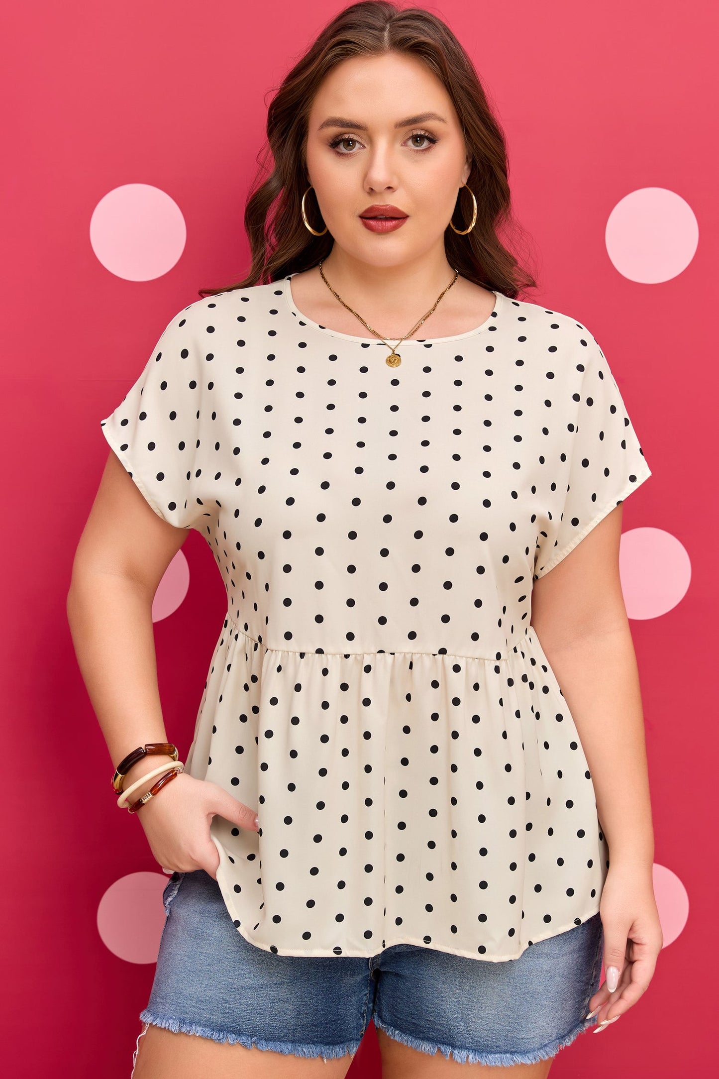 Alison Short Sleeve Babydoll PLUS Blouse