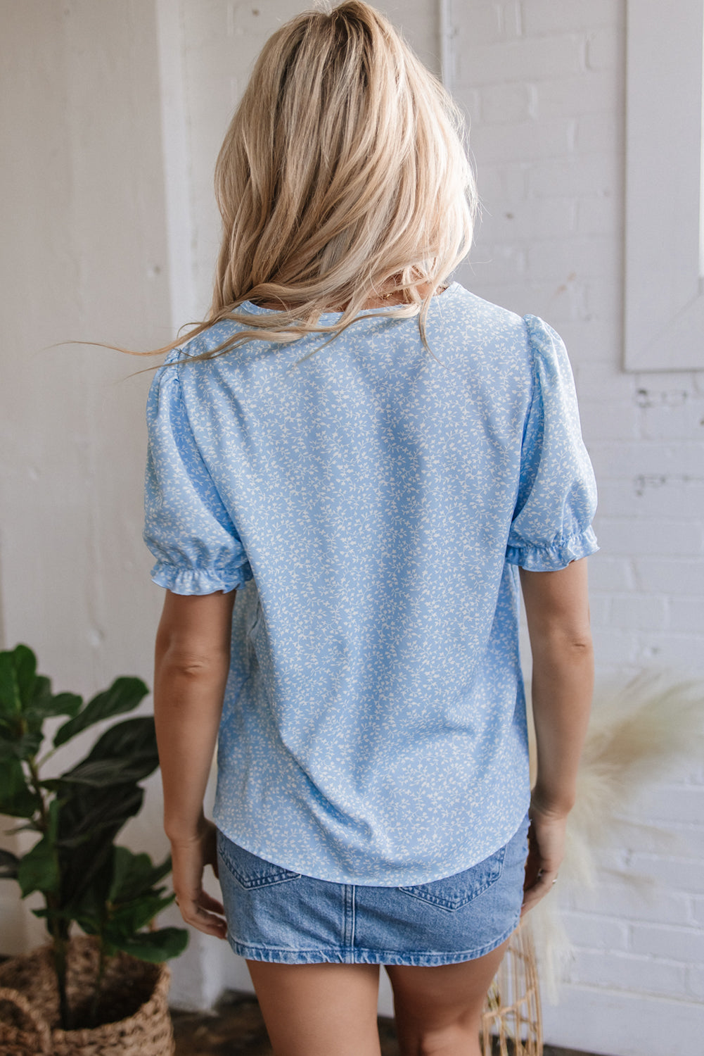 Kenzie Floral Embroidered Puff Sleeve Blouse