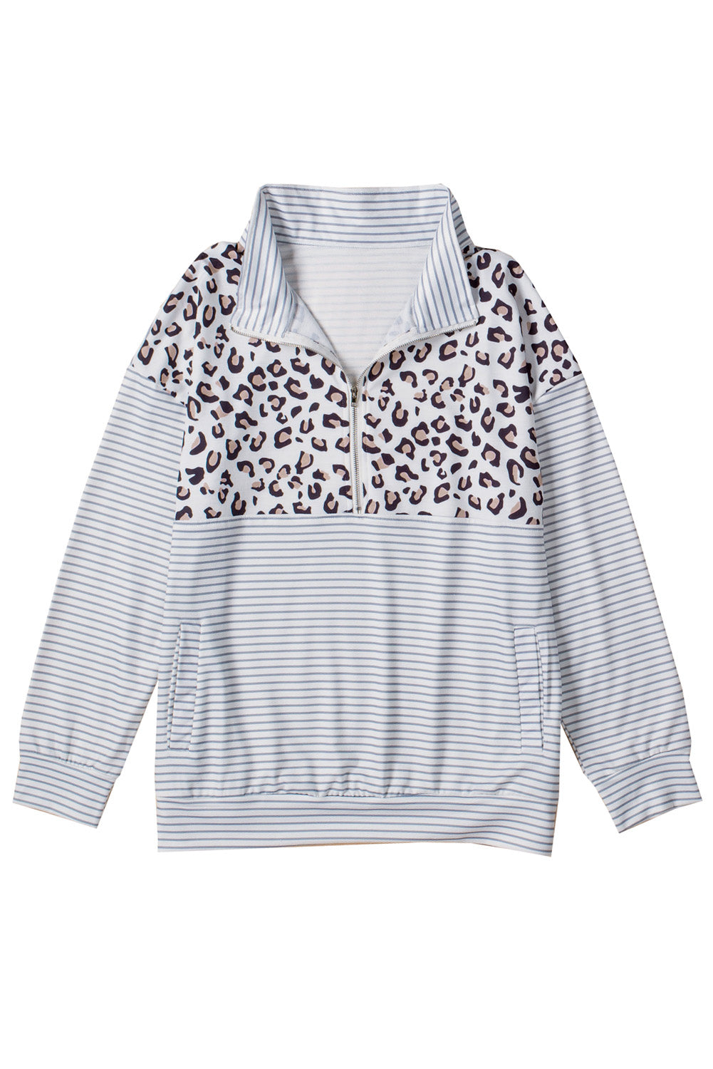 Amelia Zipper Collar Striped Sweatshirt