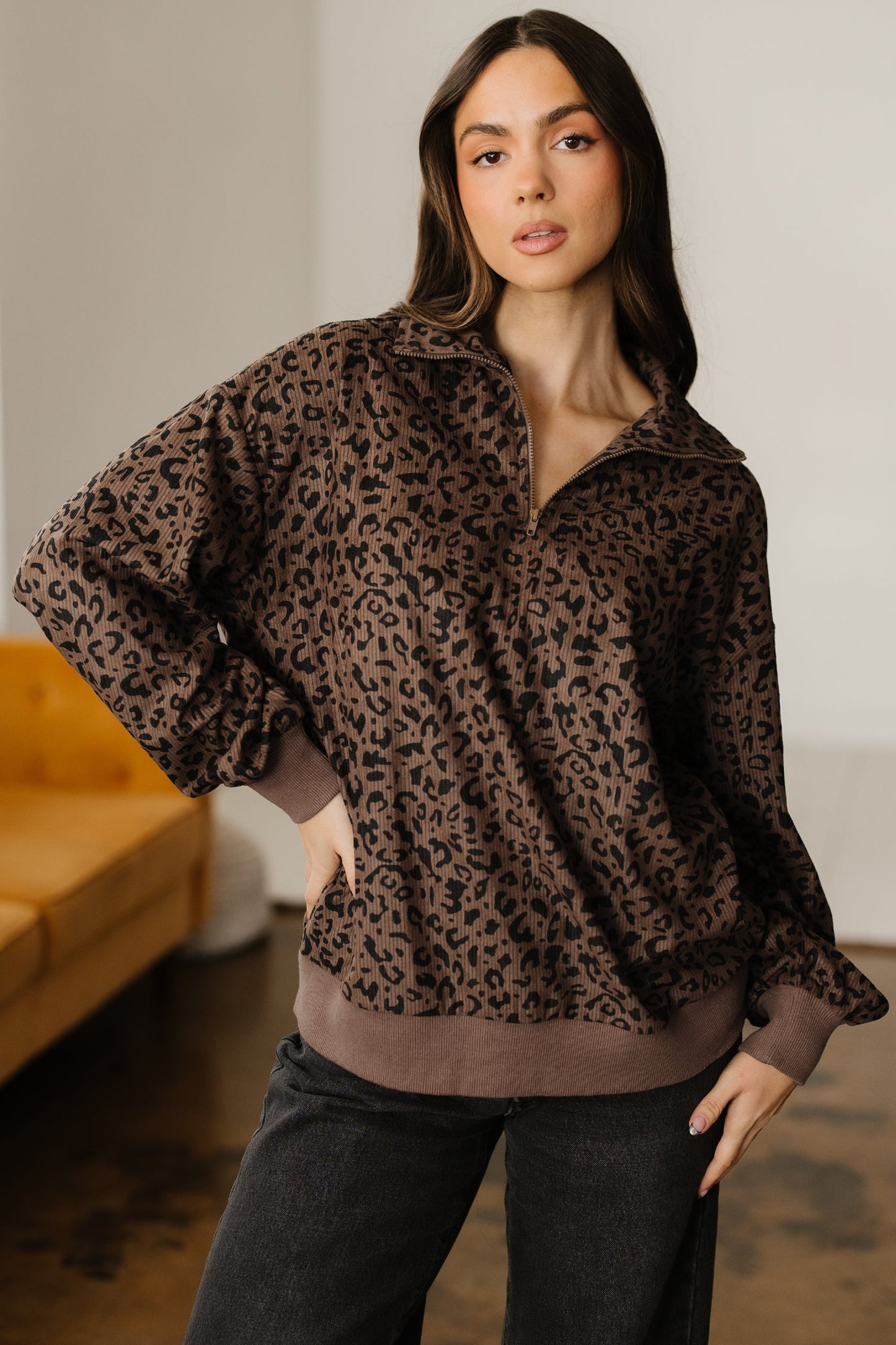 Alaya Quarter Zip Corduroy Sweatshirt