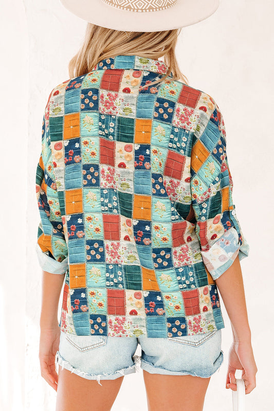 Zyla Up Sleeve Shift Blouse
