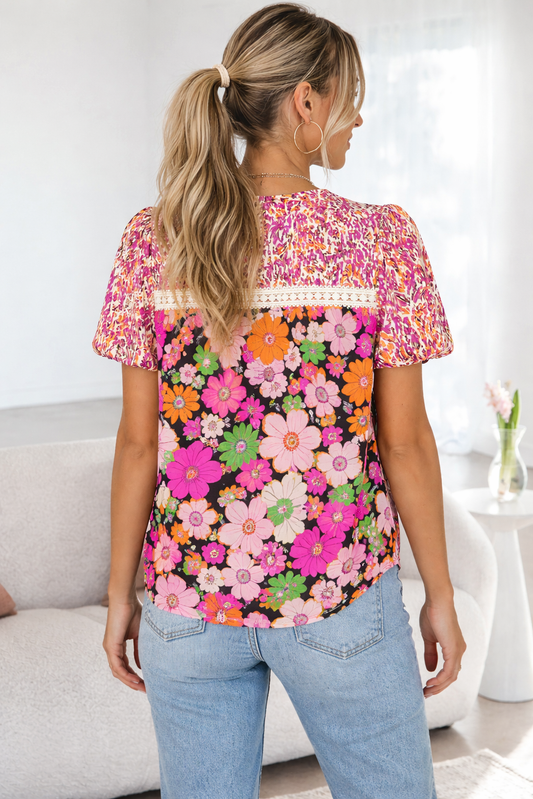 Kayla Floral Mixed Print Blouse