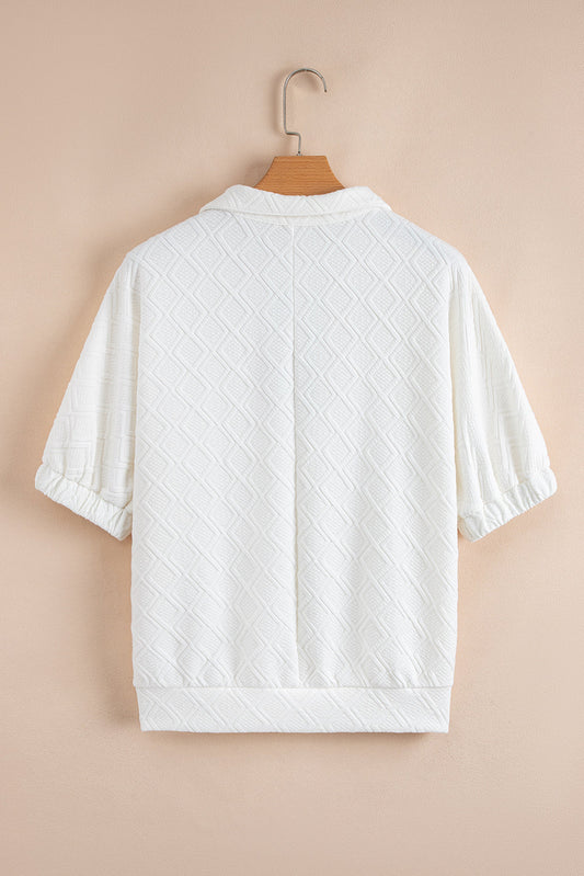 Kami Striped Collar Textured Blouse