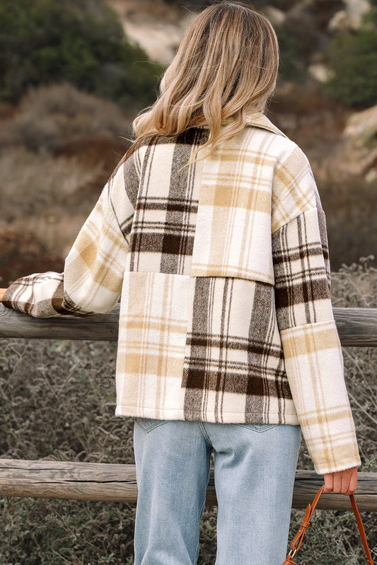 Julinique Plaid Patchwork Side Shacket