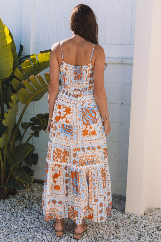 Zora Ricrac Trim Spaghetti Straps Maxi Dress