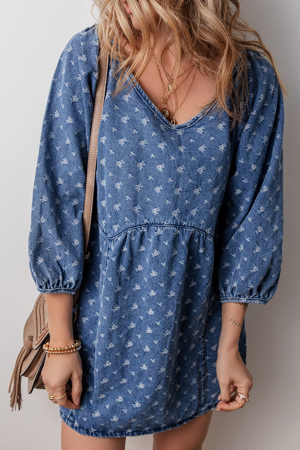 Hazel Open Back Loose Fit Denim Dress
