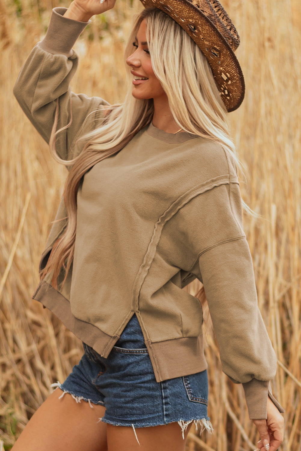 TatumFuzzy Sherpa Splicing Pullover Sweatshirt