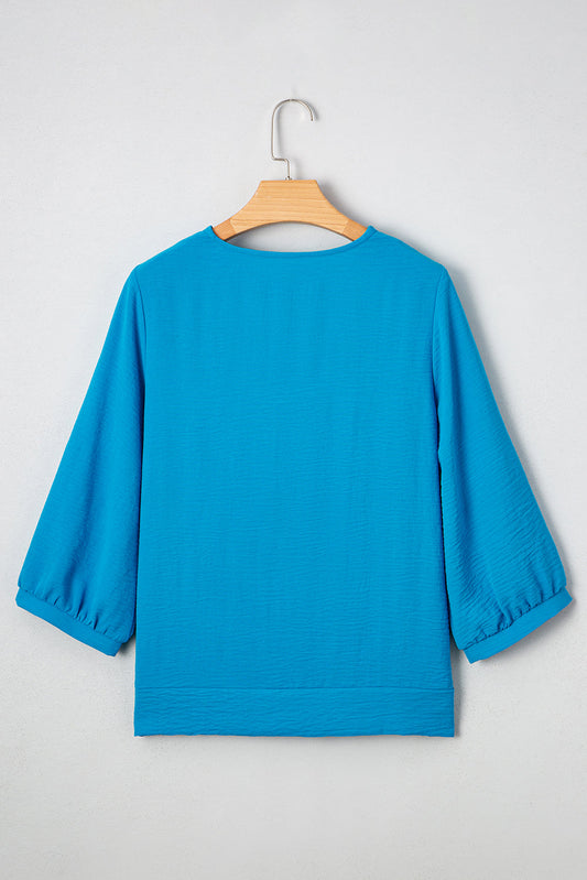 Clara V Neckline Crinkled Blouse