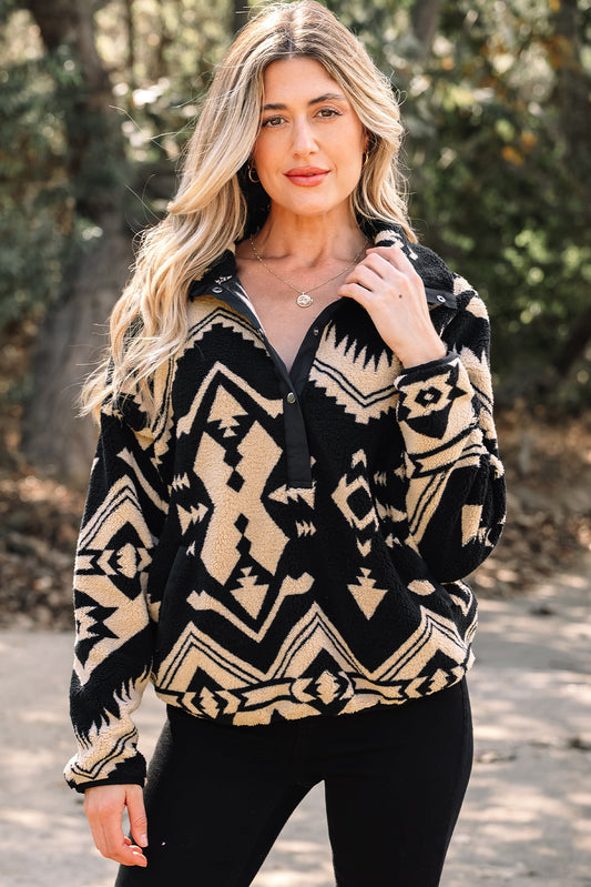 Clara Half Placket Plush Sweatshirt