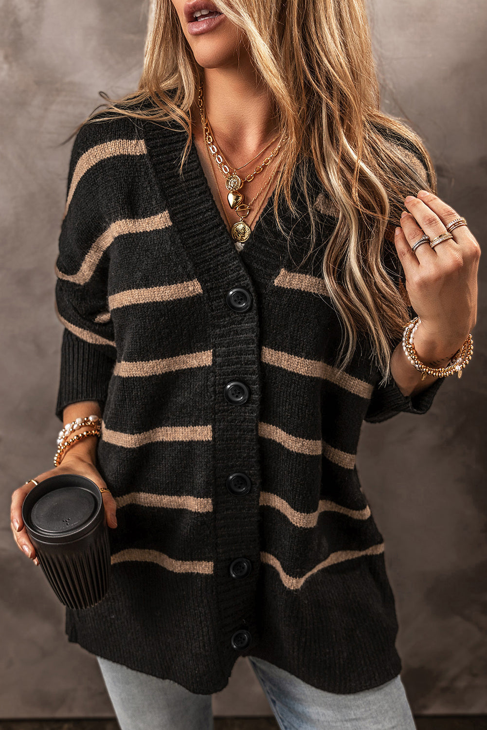 Emakira Drop Shoulder Loose Cardigan