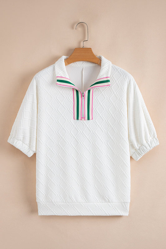Kami Striped Collar Textured Blouse