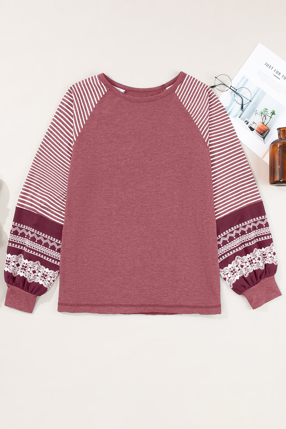 Kelsey Striped Raglan Long Sleeve Loose Top