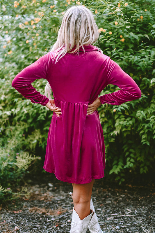 Lennon Long Sleeve Ruffle Velvet Dress