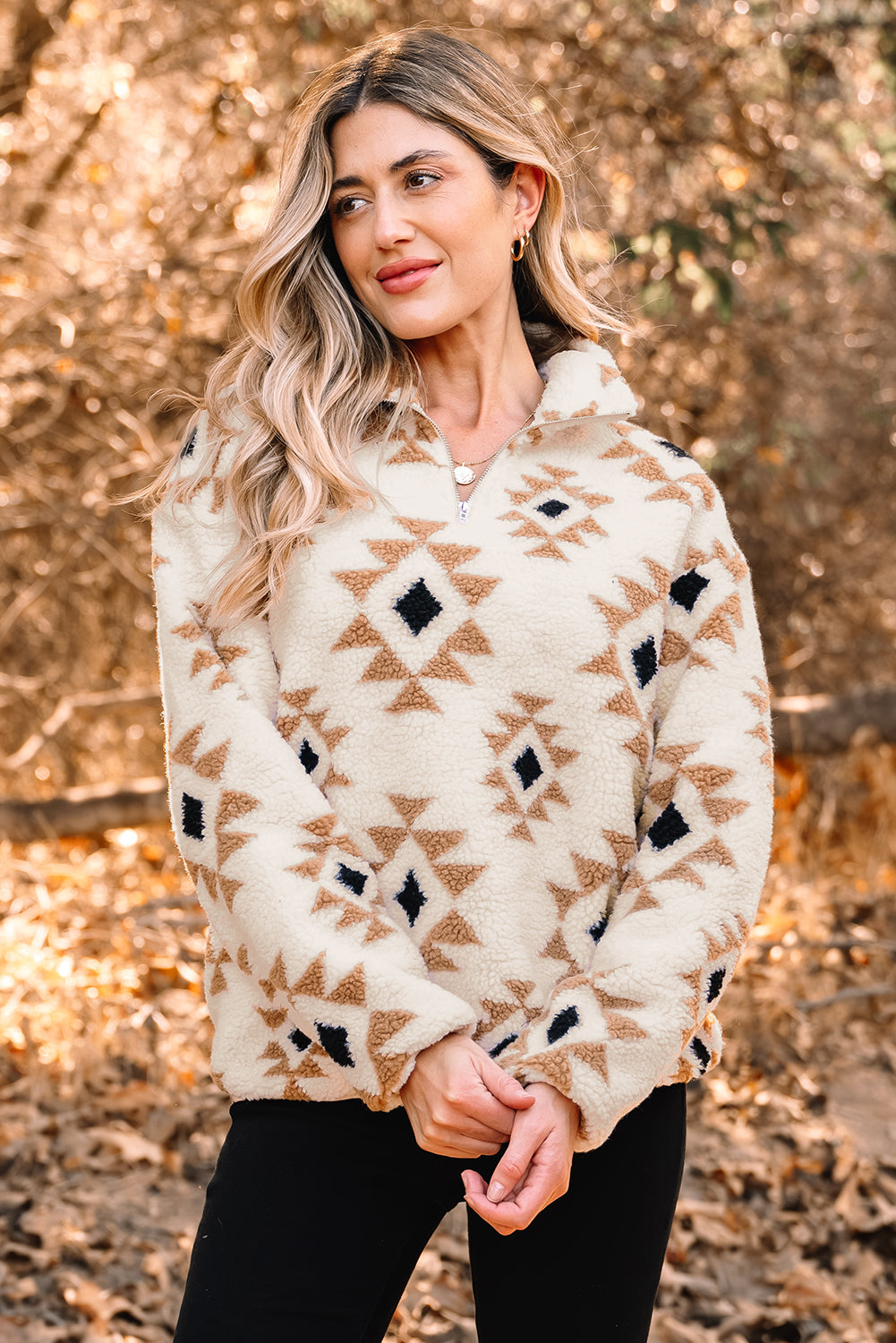 Elizy Quarter Zip Collar Sweatshirt
