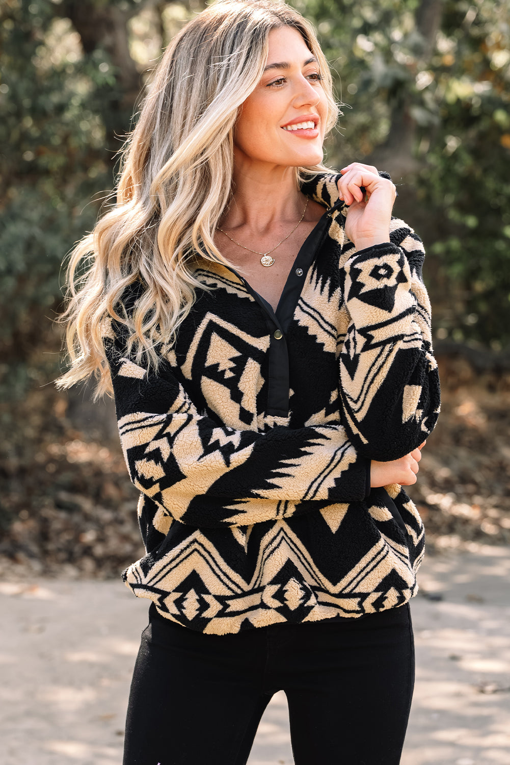 Clara Half Placket Plush Sweatshirt
