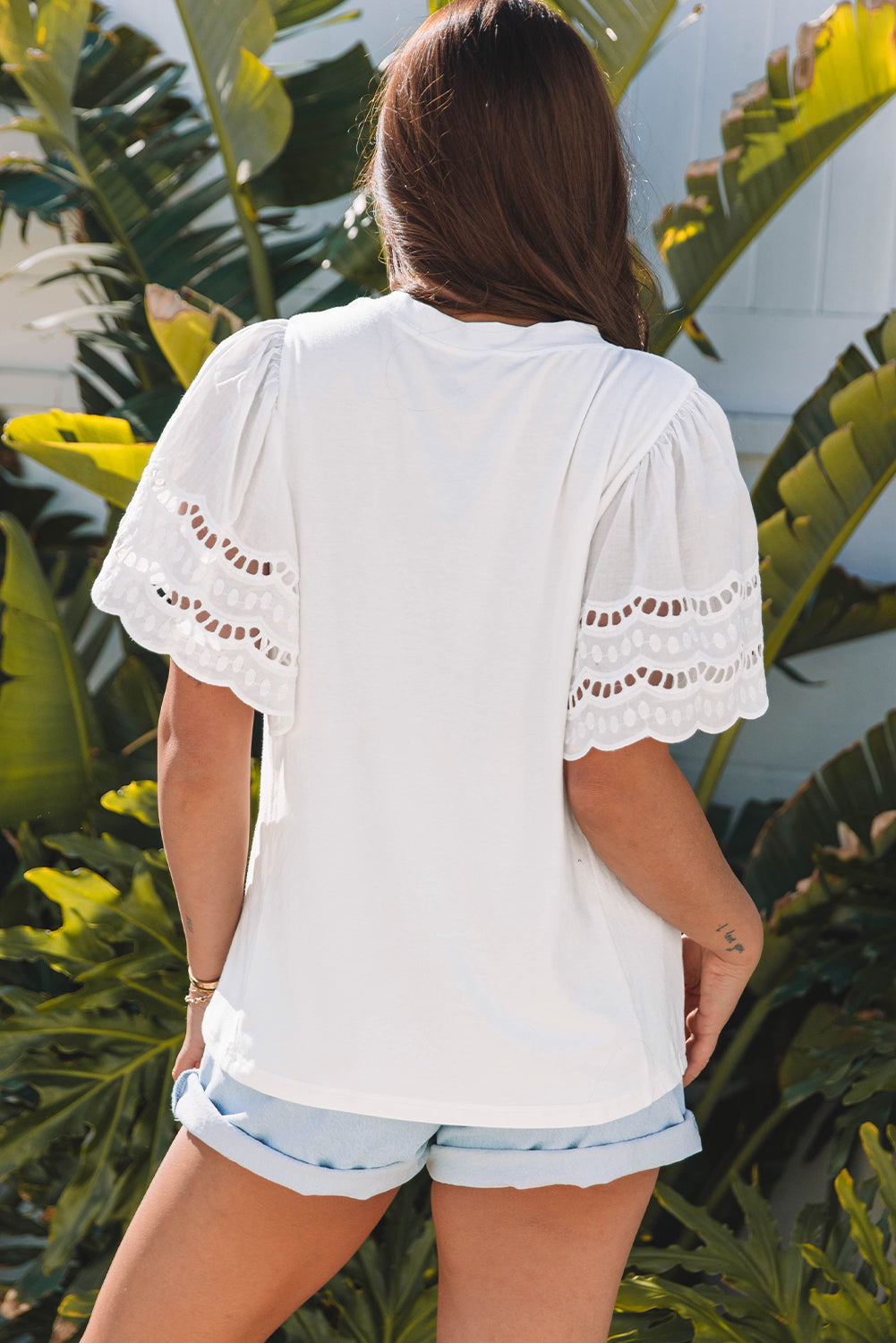 Giana Embroidered Short Sleeve O Neck Top