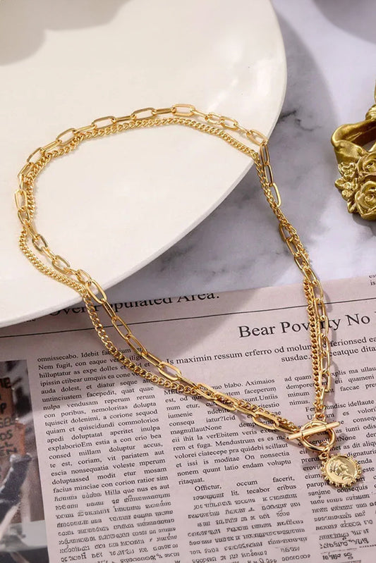 Vintage Coin Pendant Chain Necklace