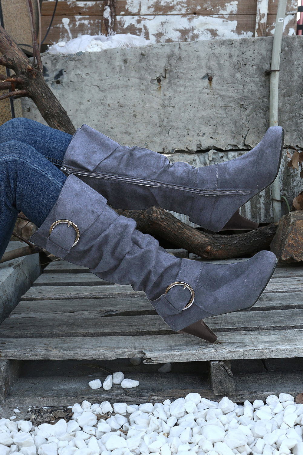 Kennedy Dual Buckle Strap Side Zip Boots