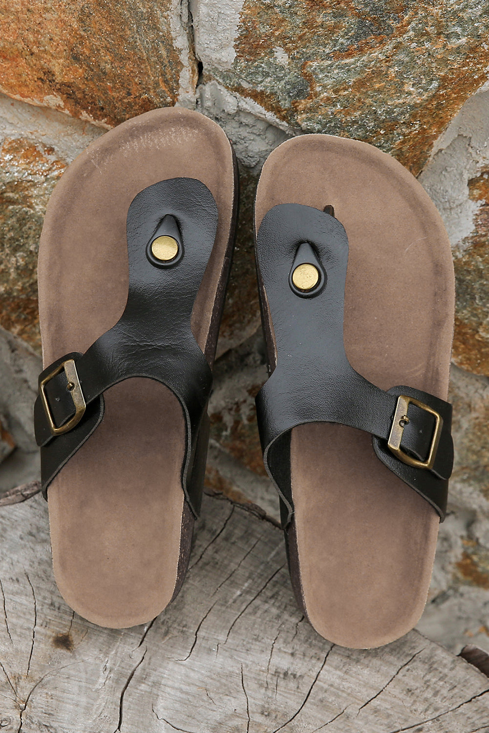 Vintage Buckle Thong Slippers