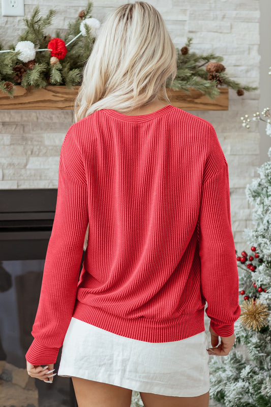 Ximena Letter Graphic Loose Long Sleeve Top