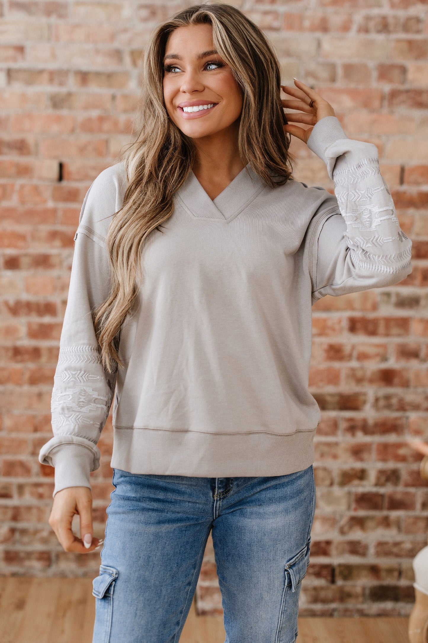 Kaylee aztec Embroidered Western Sweatshirt