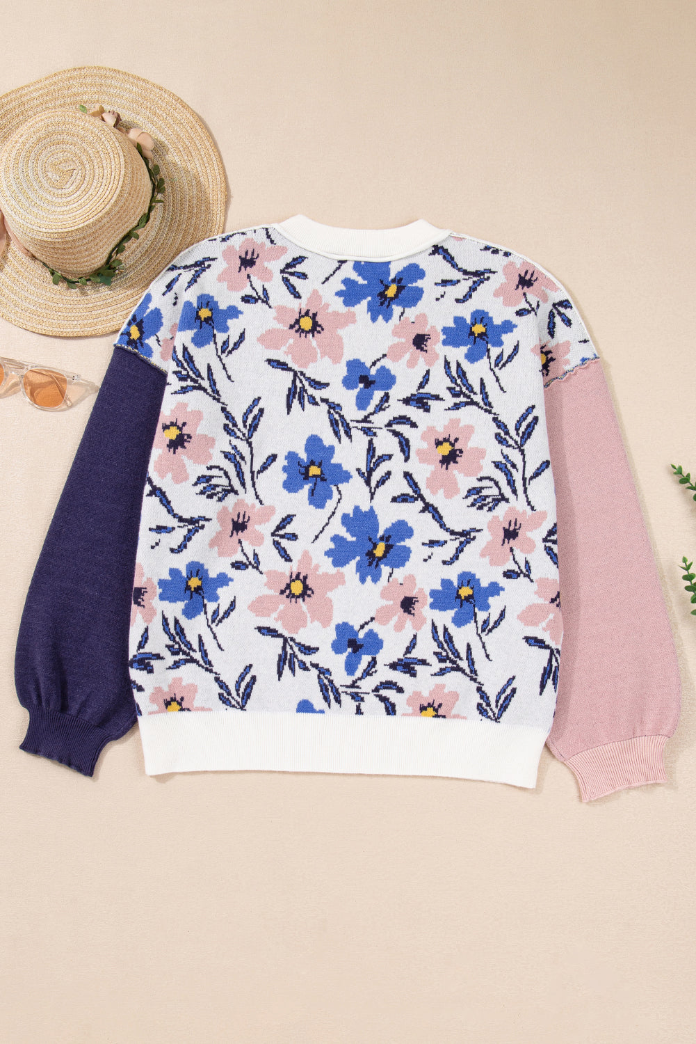 Lumivita Colorblock Sleeve Patchwork Sweater