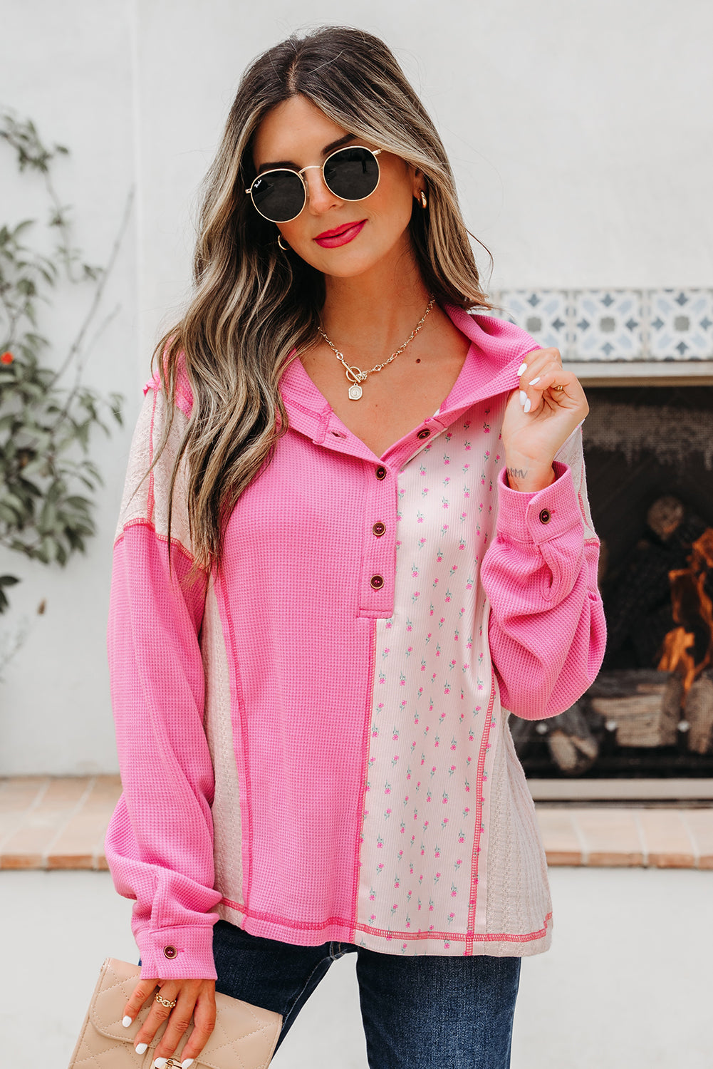 Hollievi Patchwork Hooded Oversize Pullover