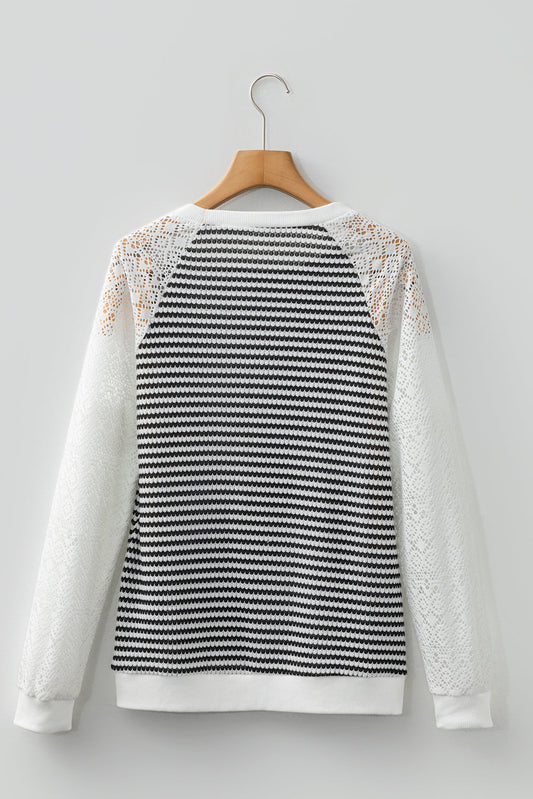 Taylor Hollowed Lace Patchwork Long Sleeve Top