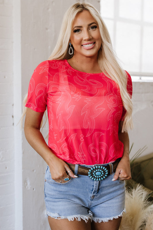 Nori Western Girls Mesh Top
