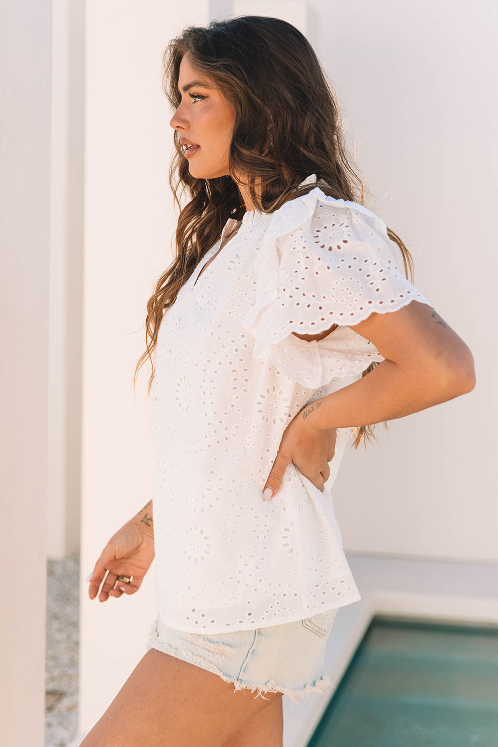 Aspyn Ruffle Short Sleeve Blouse