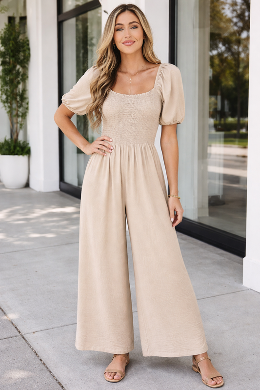 Indie Smocked Wide Leg Jumpsuit