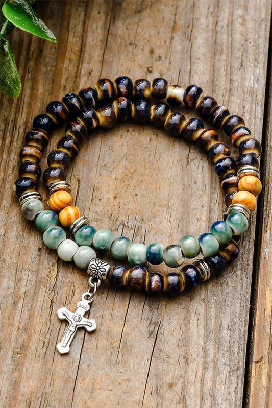 Matilda Layered Cross Beading Bracelet